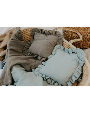 T-TOMI Mušelínový vankúšik s volánom Grey