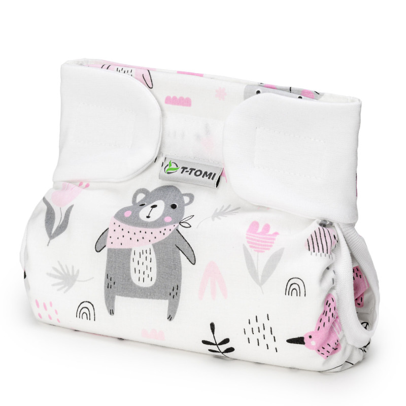 T-TOMI Ortopedické abdukčné nohavičky - suchý zips Pink bears (3-6kg)