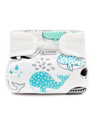 T-TOMI Ortopedické abdukčné nohavičky - suchý zips Whales (3-6kg)