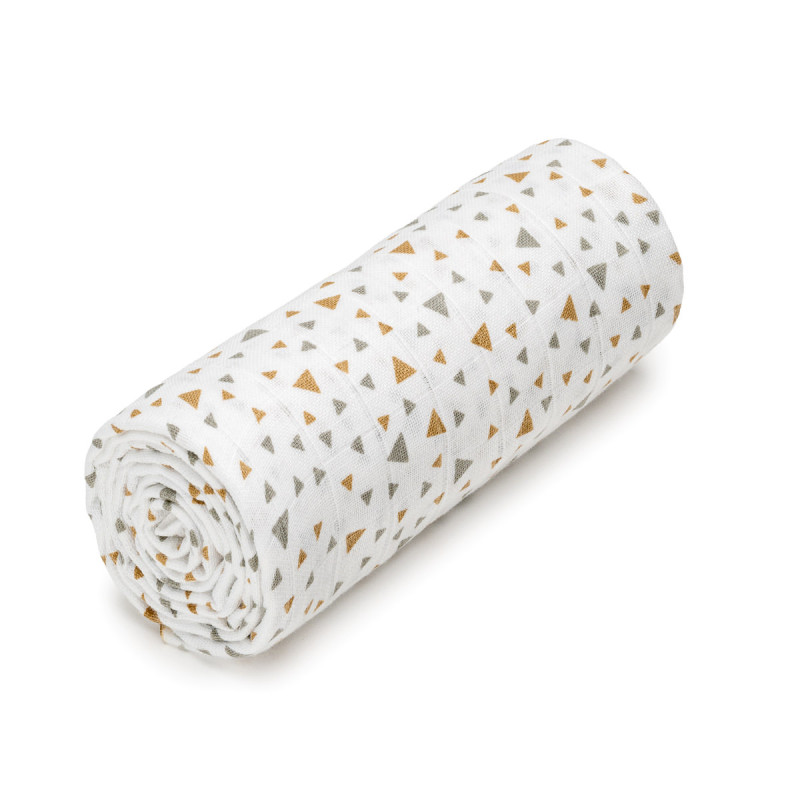 T-TOMI Veľká bavlnená TETRA osuška Beige triangles 